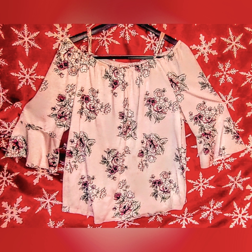 No Boundaries Rose Blush Floral Off-Shoulder Blouse